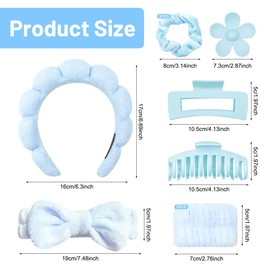 9 Pcs Spa Headband for Washing Face Wristband, Spa Bow Headband Set, Multi Functional Makeup Headband, Soft Non Slip Hair Band for Daily Life Skincare Facial