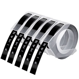Fimax Compatible with 3D Embossing Device 9 mm Black as Replacement for Dymo Omega Junior Embosser Band Labelling Machine S0717910 / S0717940 / S0717930, Vinyl Embossing Labels