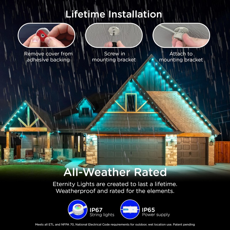 Enbrighten Vibe Eternity Permanent Outdoor Lights Extension Only, 16.5ft with