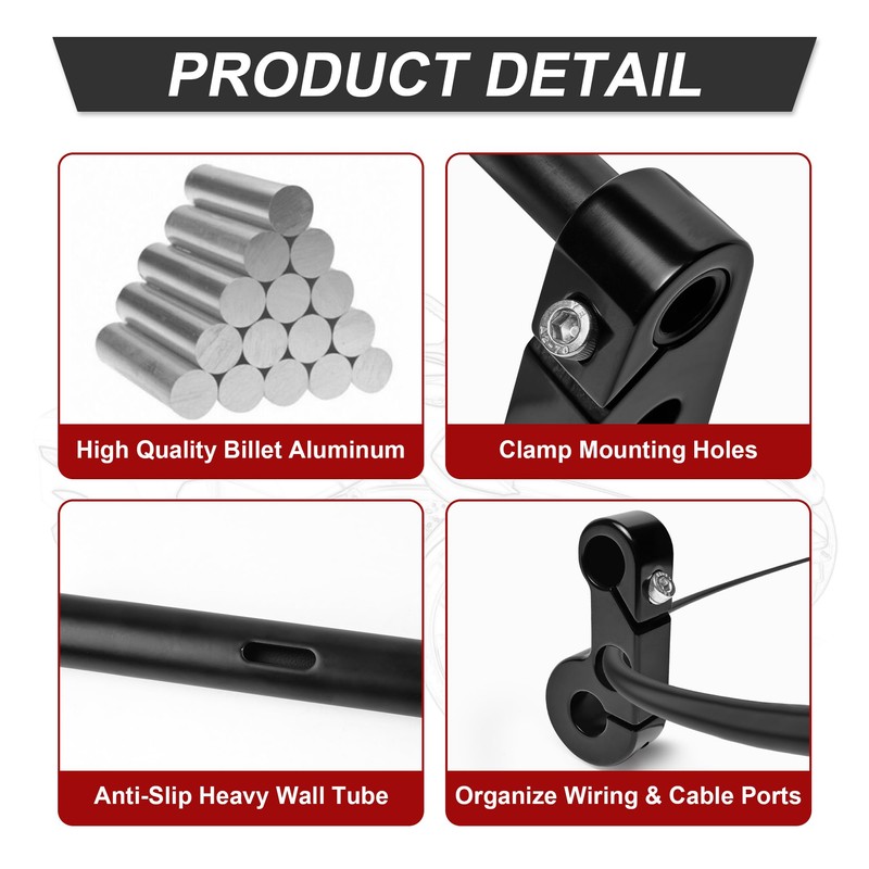 Billet Aluminum Pivot Handlebar Risers Clip On 7/8" Bar 3-1/2"