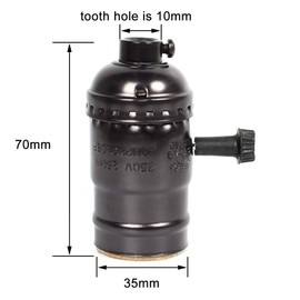 PRUNLLA - Enchufe de lámpara clásico E26/E27, enchufe de luz con perilla giratoria Edison industrial carcasa de metal para repuesto de iluminación, paquete de 10 unidades (negro perla)