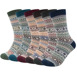 Justay 6 Pairs Mens Wool Socks Thermal Nordic Socks Warm Winter Work Socks Soft and Breathable Running Hiking Socks