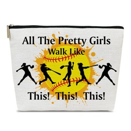Ythuil Softball Gifts Makeup Bag, Gifts for Softball Players Team Coaches Lovers Women, Softball Mom Gifts, Softball Stuff Accessories, Cool Softball Makeup Cosmetic Bags for Purse