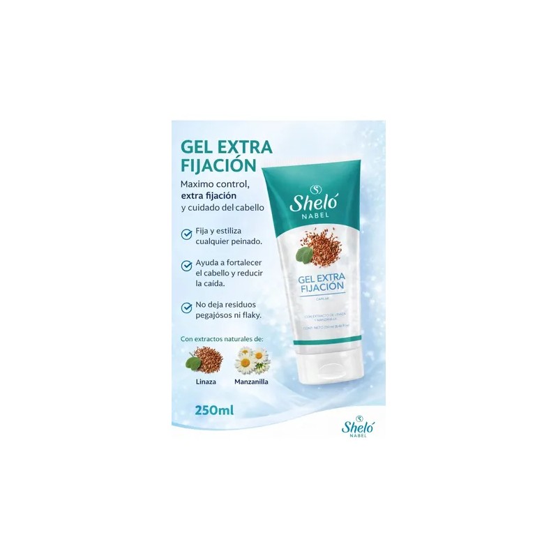 Pack 3 Gel Extra Fijación Capilar 250ml Shelo Nabel