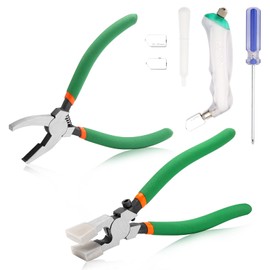 SPEEDWOX 10 x Heavy Duty Glass Tongs with Extra Rubber Tips, Professional Stained Glass Cutting Tool for Stained Glass, Mirrors, Tiles, Mosaic