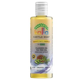 Kalla Organic Flaxseed Castile soap100% Pure Castile Liquid Soap Neem leaf Extract-250ml, Certified Cold Pressed Virgin Coconut Oil, Tea Tree essential Castile Gluten Free Hand - 2 Pack