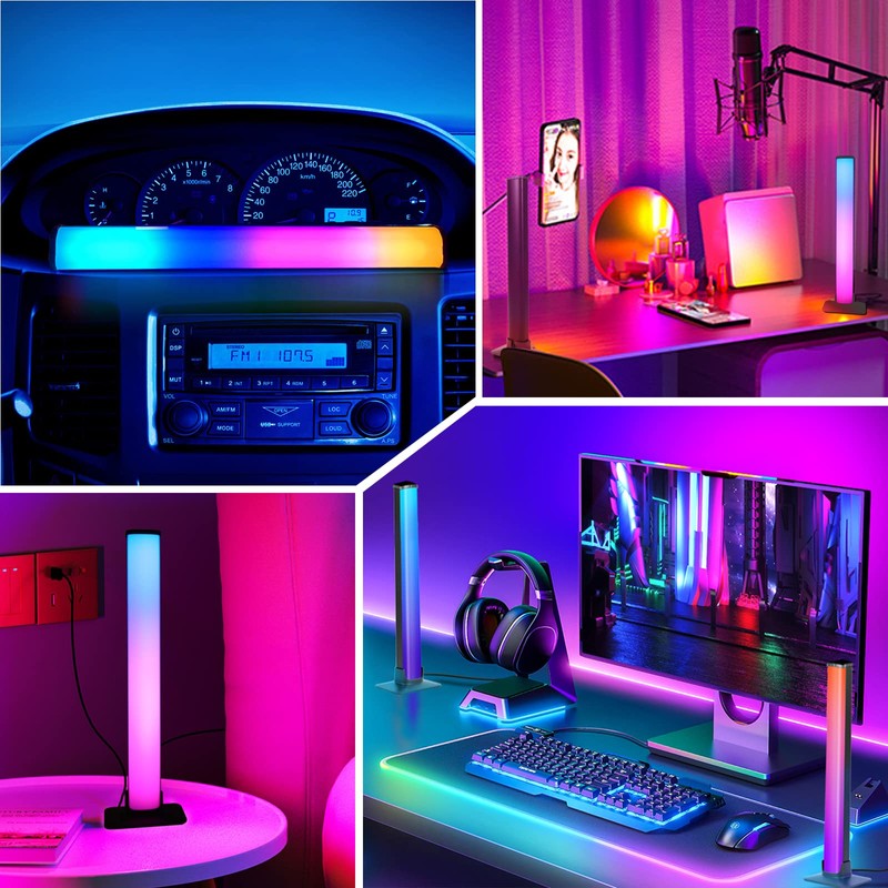 LED Light Bar, 2 Pieces, Smart RGB Lamp, Dimmable Ambient