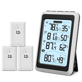 ORIA Digital Thermometer Hygrometer, Wireless Indoor/Outdoor Temperature & Humidity Monitor with 3 Remote Sensors, Backlit Display, Comfort Icon, Min/Max Records, for Home, Garden, Patio, Cellar