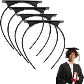 BELSITA Graduation Cap Headband, Black, Simple And Practical Hairband for Graduation Cap (4PCS)