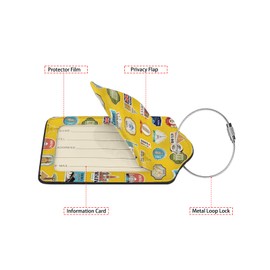 Travel Stamps Collection 2-Pack Luggage Tags for Suitcases,Leather Baggage Tag with Loop, Tags Private Name ID Labels for Women Girl Men Boys Travel Baggage Suitcase