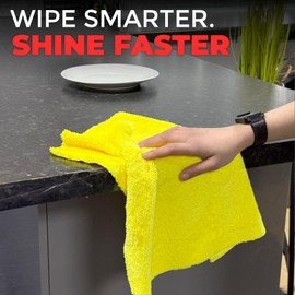 Towelogy Cleaning Cloths for Home All Purpose, 5x More Absorbent than Average Microfibre Cloths, Large Multipurpose Microfibre Cleaning Towels for Kitchen, Bathroom & Household Cleaning (Yellow)