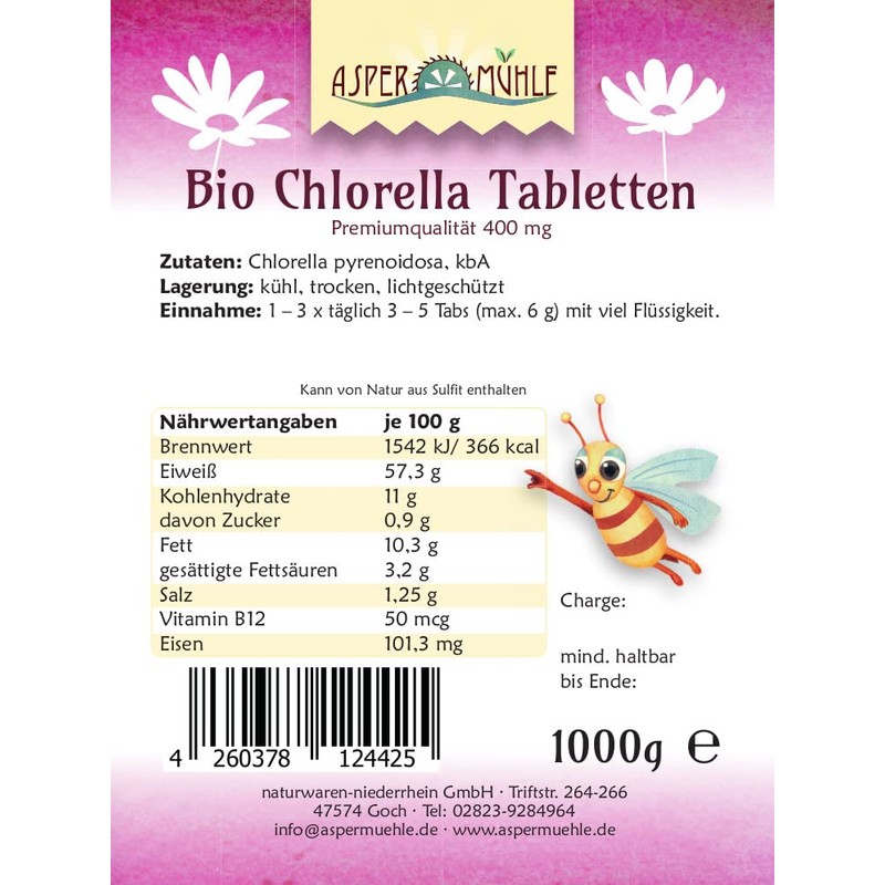 Organic Chlorella Pyrenoidosa Tablets - 1 kg of 400 mg