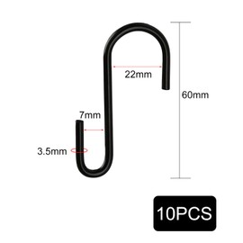 iLamvie Pack of 10 S Hooks, Black, Stainless Steel Hooks for Hanging, Shaped Hooks for Hanging, Large Hangers for Kitchen, Bathroom, Bedroom and Office (Black)