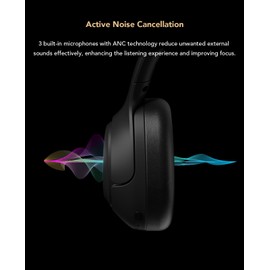 Nuroum HP40 Over Ear Headphones Wireless Bluetooth with ANC Noise Cancelling, Deep Bass/Transparency Mode, Foldable Wireless Headphones, Up to 55H Operating Time for Gaming/Music/Calls