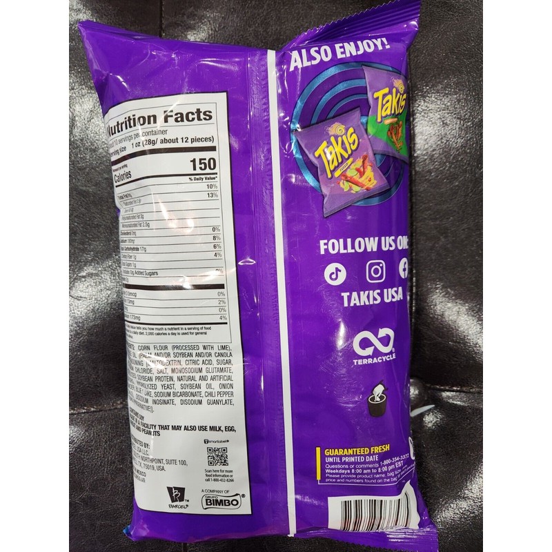 TAKIS BLUE HEAT EXTREME HOT CHILI PEPPER 09/2024 TORTILLA CHIPS