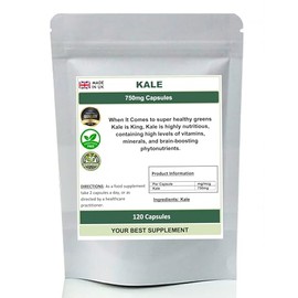 Kale Capsules 750mg 100% Natural (Pure no additive or fillers) Superfood, Detox (120)