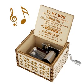 You are My Sunshine Music Box, Gift for Mom from Daughter, Wood Laser Engraved Vintage Mini Size Boxes, Unique Best Mother's Day, Birthday/Christmas, Thanksgiving Day