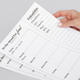 Primus Print Menu Planner with Shopping List - Food Planner - Shopping List - Notepad - A5 - Meal Plan - Diet Plan (Black/White, 1)