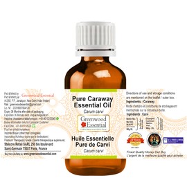 Greenwood Essential Pure Caraway Essential Oil (Carum Carvi) Natural Therapeutic Quality Steam Distilled 30 ml (1 oz)