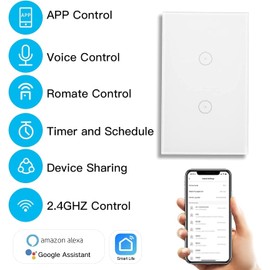 XENON 2 - Way 1 - Piece White 2.4GHz WiFi Smart Light Switch, Supports Mobile & Voice Control, Compatible with Smart Life/Tuya App, Alexa - Compatible with Timer