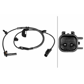 HELLA 6PU 358 217-601 Sensor, Raddrehzahl - 2-polig - Kabel: 870mm - mit Klammer