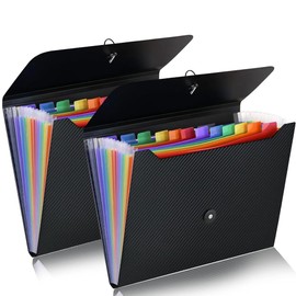 JDSI Accordian File Organizer Expanding File Folder, 13 Pockets, A4 Letter Size Paper Document Receipt Folder for Classroom, Home, Office and Travel (2)