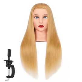 Traininghead 26-28'' Mannequin Head Hair Styling Manikin Training Head Cosmetology Doll Head Synthetic Fiber Hair with Clamp Holder (6116W2720)