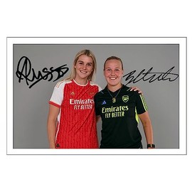 RJR PRINTS Alessia Russo & Beth Mead - Arsenal Ladies Signed 6X4 Inch Photo With Print Pre Printed Signature Football/Soccer Autograph Gift