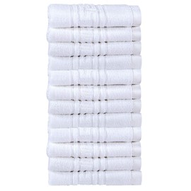 Divine Textiles 100% Egyptian Cotton Flannel Face Cloths Wash Towel Set - White 12 Pack, 30 x 30 cm - Highly Absorbent Flannels Face Clothes Extra Soft Fingertip Towels For Sports Work Gym Spa