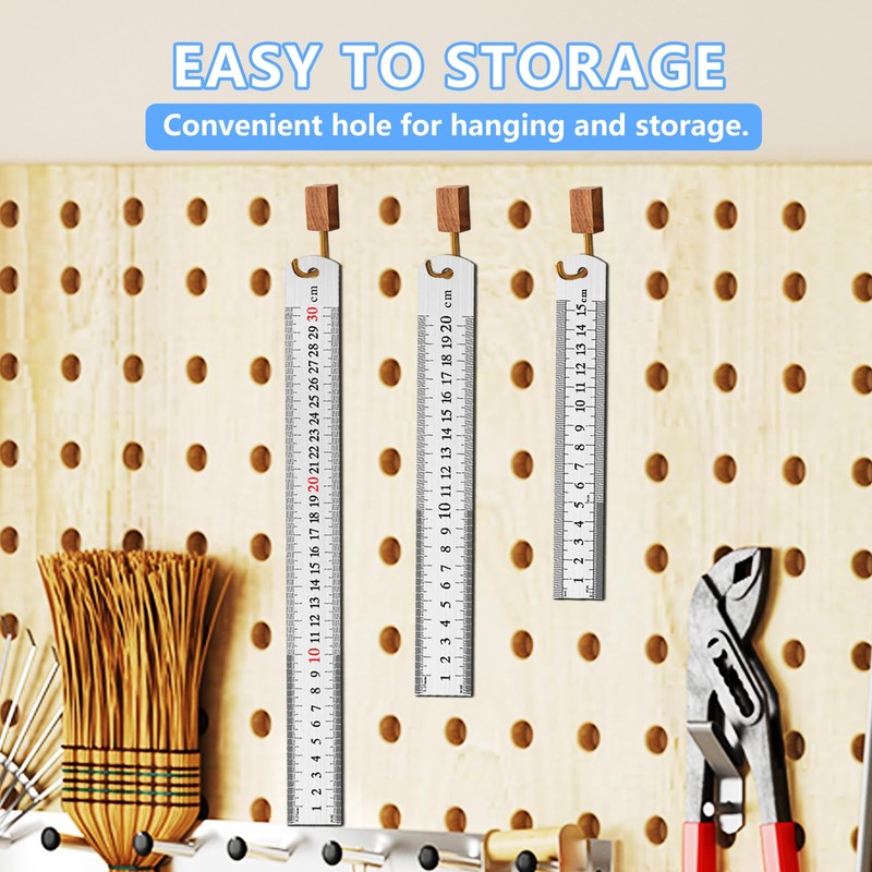 DTDNZKN 3 Pack Stainless Steel Ruler Set - Includes 6