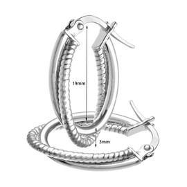 Citerna 9ct White Gold Shiny and Frosted Crossover Oval Hoop Earrings