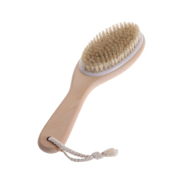 STOBAZA Medium Bristle Bath Brush Curved Handle Shower Hair Brush
