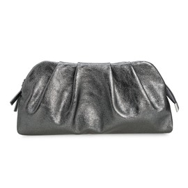 IXEBELLA Dressy PU Clutch Purse for Women Formal Soft Pleated Vegan Leather Evening Bag for Wedding/Prom/Cocktail Party (Pewter)