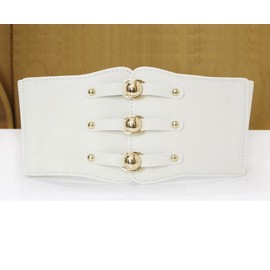 Diyafas Women's Elastic Dress Belt Wide Belt Women Waist Belt Corset, White