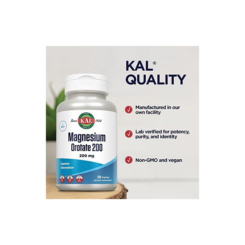 KAL - Magnesium Orotate, 200 mg, 60 tablets