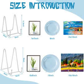 Hoteam 20 Pack Plate Stands for Display, 10 Pcs 4 Inch Metal Frame Plate Holder Display Stand and 10 Pcs 6 Inch Easel Rack for Pictures Photo Decorative Dish Collectibles Tabletop Art (White)