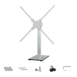 Missyou 3D Hologram Fan Desktop Stand with Tempered Glass Base and Aluminum Alloy Frame, Suitable for 3D Hologram Fans Up to 27.5 Inches, Heavy Duty Display Holder for Home Office Exhibition