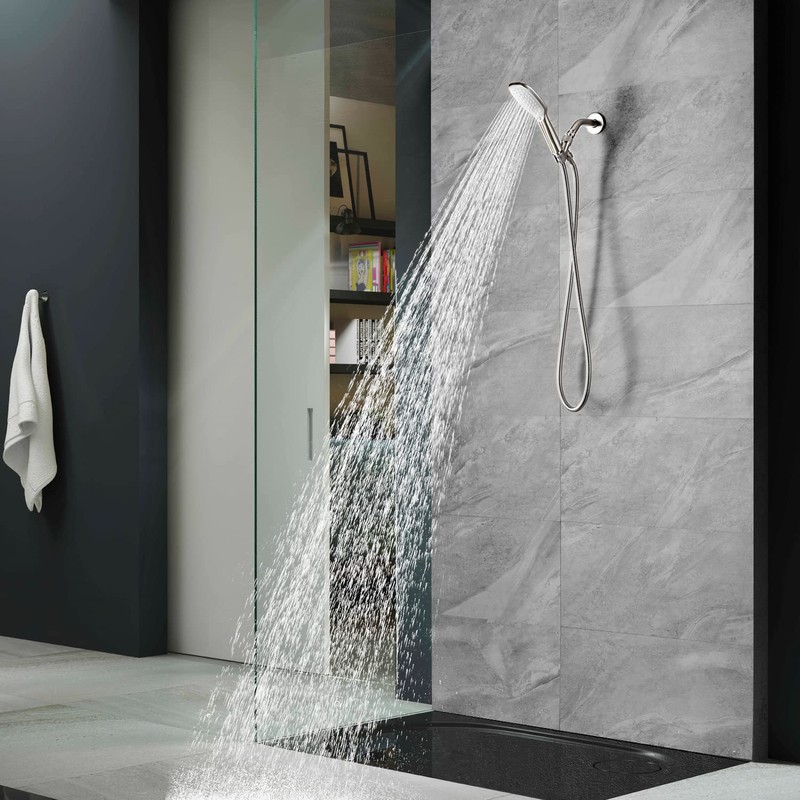 Brushed Nickel Metal Shower Head Holder - Adjustable Mount for