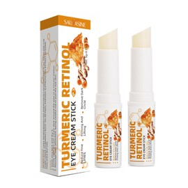 2 PCS Turmeric Retinol Eye Stick,Eye Balm Stick Hydrating for Dark Circle,Wrinkles,Visible Results in 3-4 Weeks,Anti Aging Under Eye,Retinol Eye Cream For Puffiness and Bags Reduces Fine Lines