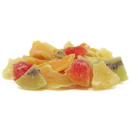 Mixed Dried Fruit Chunks by It's Delish, 2 lbs Bulk – All Natural Refreshing Snack – Mix Of Pineapple, Papaya, Mango, and Kiwi Slices – Low Sugar, No Sulphur, No Color added – Kosher