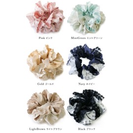 JewelVOX Hair Accessory, Double Color, Lace Cut, Scrunchie, Women's, Stylish, Adult Cute, W Light Brown, Choice