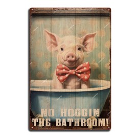Aluminum Sign Plaque Metal Sign Funny Bathroom Metal Tin Sign Wall Decor Vintage Farm Pig Tin Sign for Garden Retro Store Cafe 8.00"x12.00"