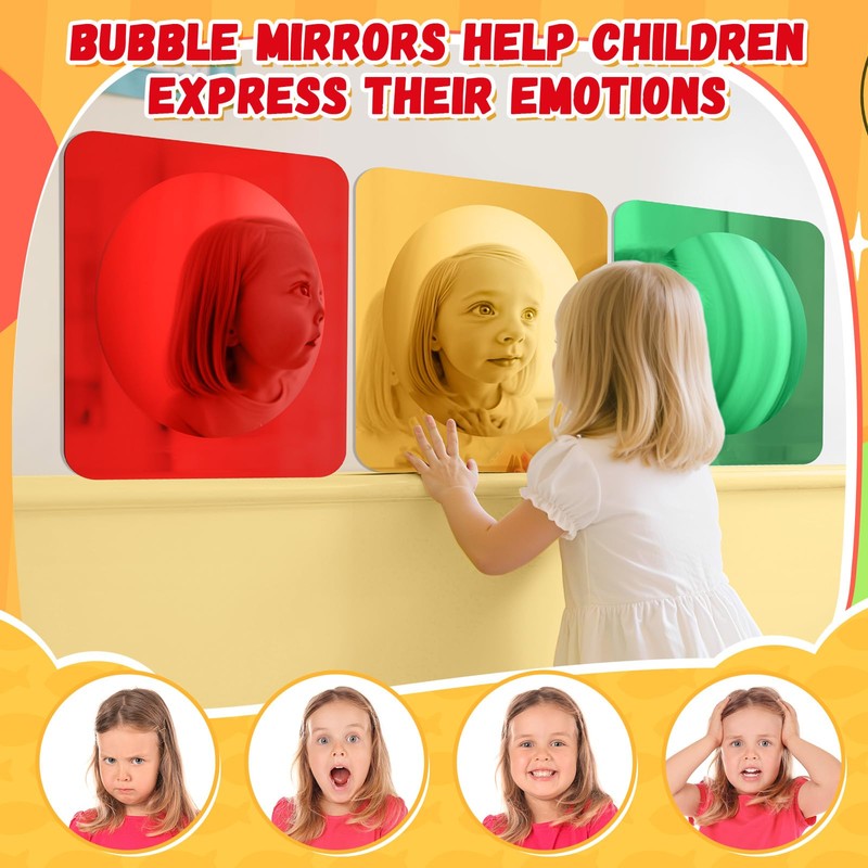 Geiserailie 3 Pcs Sensory Wall Bubble Mirrors, 10 x 10