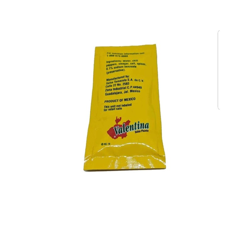 TPS Valentina Hot Sauce Packets 0.34 fl.oz. 25 count