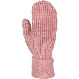 styleBREAKER 09010046 Women's Winter Knitted Mittens Plain with Patterned Waistband Warm Mittens Knitted Gloves, Antique Pink