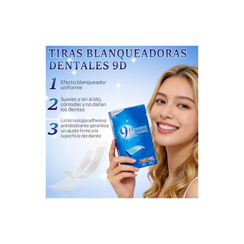 Tiras Blanqueadoras Dentales, 56 Piezas Whitening Strips (9D)