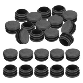 PATIKIL 1.18" Plastic Tubing End Caps, 40Pcs Round Hole Plug Insert for Round Iron Pipe Chair Leg Table Bookshelves Patio Furniture, Black