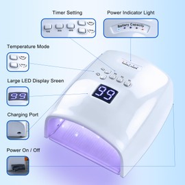 Cordless UV LED Nail Lamp Portable,66W Rechargeable Nail Dryer for Gel Polish with Smart Sensor 5 Timers,High Power & Low Heat,UV Light for Gel Nails,Nail Art Tools for Home Salon Manicure Pedicure