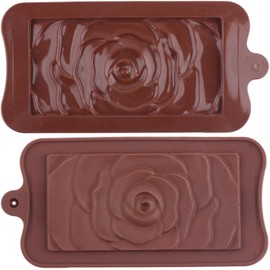 YIMINGMOLD 2PCS Break Apart Silicone Chocolate Bar Molds Rose Flower Mark Chocolate Mold For Protein And Energy Bar