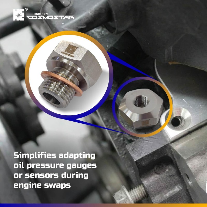 Cosmostar Stainless Steel Oil Pressure Sensor Adapter – M16-1.5 Male